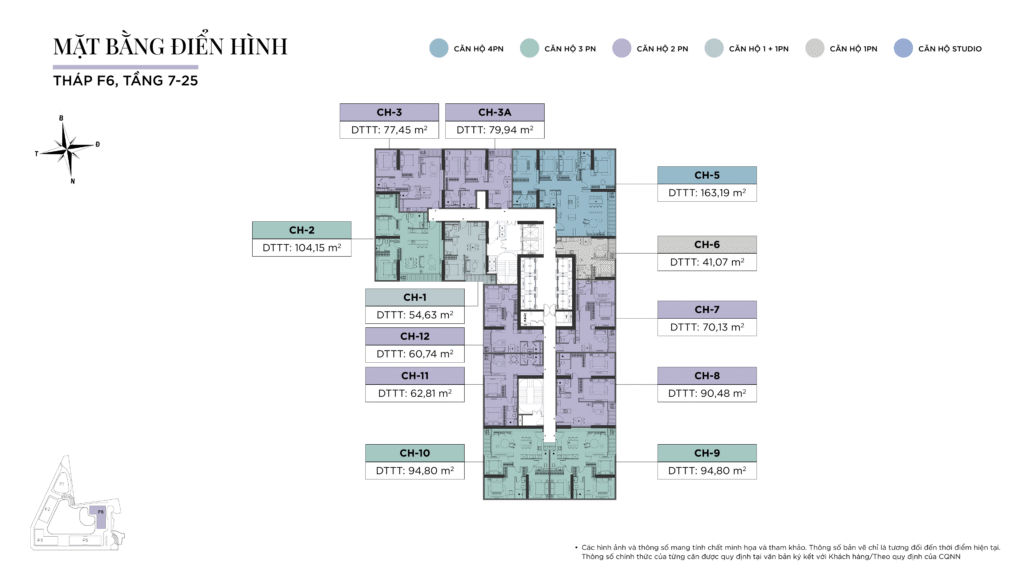 Mặt bằng tòa F6 - Sun Feliza Suites